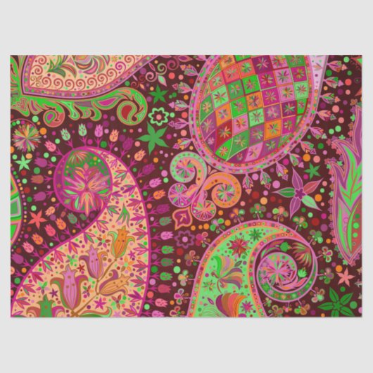 Hippie-FriedensRetro Hand buntes Boho Seidenpapier (Vorderseite)