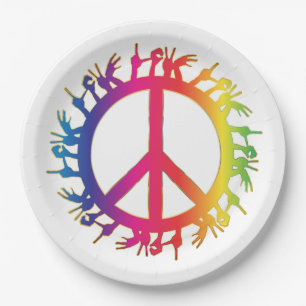 Hippie-Friedenssymbol Sechziger-Schild-Party-Telle Pappteller