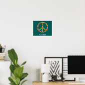 Hippie-Friedenszeichen-Blume Mädchen Zimmer Poster (Heimbüro)