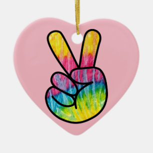 Hippie-Friedenszeichen-Porzellanornament Keramik Ornament