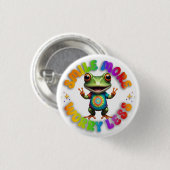 Hippie Frog Happy Positive Vibes Niedlich und farb Button (Vorne & Hinten)
