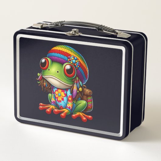 Hippie Frog Metall Brotdose (Vorderseite)