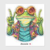 Hippie Frog Peace Sign Sticker (Blatt)