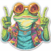 Hippie Frog Peace Sign Sticker (Vorderseite)