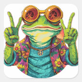 Hippie Frog Peace Sign Stickers (Vorderseite)
