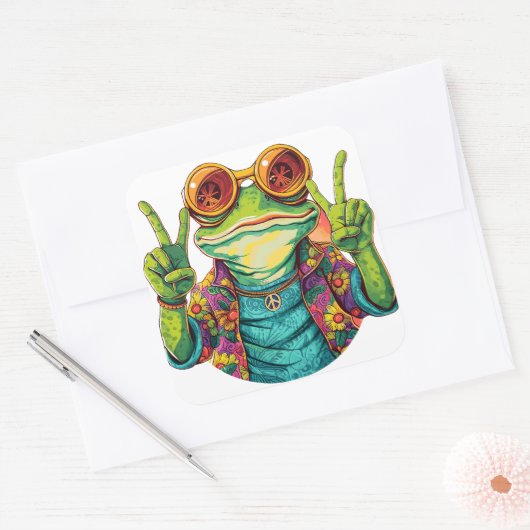 Hippie Frog Peace Sign Stickers (Umschlag)
