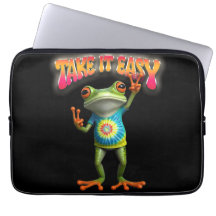 Hippie Frog Take it Easy Fun Colorful 