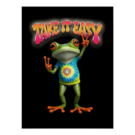 Hippie Frog Take it Easy Fun Colorful Poster (Vorderseite)
