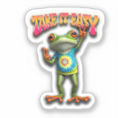 Hippie-Frosch Nimm's Easy Bunte Spaß  Aufkleber (Vorderseite)