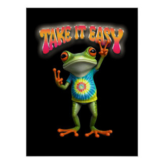 Hippie-Frosch Nimm's Leicht Spaßige Farben Poster