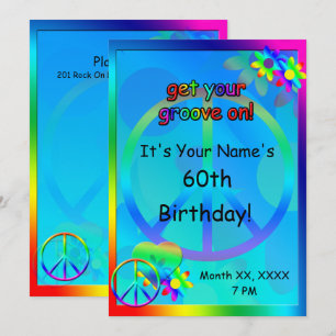 Hippie Geburtstag individuelle Einladung
