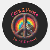 Hippie Gefärbte Krawatte Cat Lovers Peace sign Psy