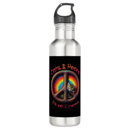 Hippie Gefärbte Krawatte Cat Lovers Peace - Zeiche Edelstahlflasche