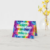 Hippie Gefärbte Krawatte Geburtstagskarte Karte (Gelbe Blume)