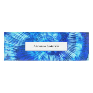 Hippie Gefärbte Krawatte Muster Watercolor Blau M Namenschild