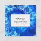 Hippie Gefärbte Krawatte Muster Watercolor Blau Mo Quadratische Visitenkarte (Rückseite)