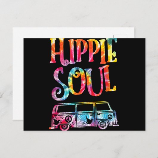 Hippie Gefärbte Krawatte Van Hippie Soul Postkarte (Vorne/Hinten)