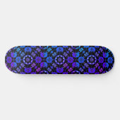 Hippie Gemustert Retro Geometric Blue Lila Black Skateboard (Horizontal)