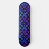 Hippie Gemustert Retro Geometric Blue Lila Black Skateboard (Vorderseite)
