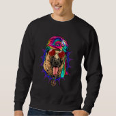 Hippie German Shepherd Tie Dye Peace Sign Psychede Sweatshirt (Vorderseite)