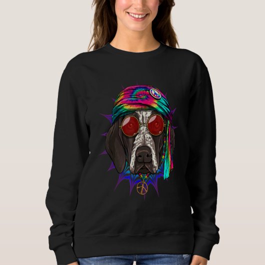 Hippie German Shorthaired Pointer Tie Dye Peace Si Sweatshirt (Vorderseite)
