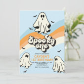 HIPPIE Ghost Retro Halloween Spooky One blue Einladung (Stehend Vorderseite)