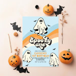 HIPPIE Ghost Retro Halloween Spooky One blue Einladung<br><div class="desc">Ein wunderschöner! Retro Groovy Ghost Halloween Geburtstagsfeier Einladung in blau und orange. Spooktacular Geburtstagsbash laden mit Retro Geist und Fledermäuse ein.</div>