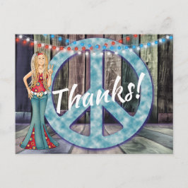 Hippie Girl and Peace Sign Vielen Dank! Danke Postkarte