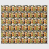 Hippie Girl Cat Leaning on a Retro Van Geschenkpapier (Flach)