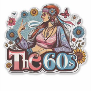 Hippie Girl Cick Peace signiert Finger Kunst Aufkleber
