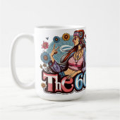 Hippie Girl Cick Peace signiert Finger Kunst Kaffeetasse (Links)