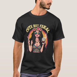 Hippie Girl Clothes Feral Kaffee Lover Peace T-Shirt