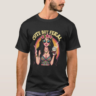 Hippie Girl Clothes Feral Kaffee Lover Peace T-Shirt