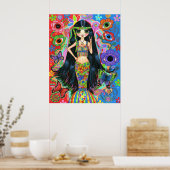 Hippie Girl Mermaid Poster (Küche)