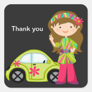 Hippie Girl mit Buggy Sticker