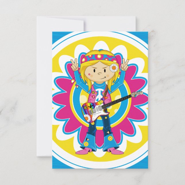 Hippie Girl mit Gitarre (Vorderseite)