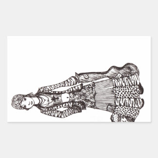 Hippie Girl mit Guitar Art Custom Products Rechteckiger Aufkleber