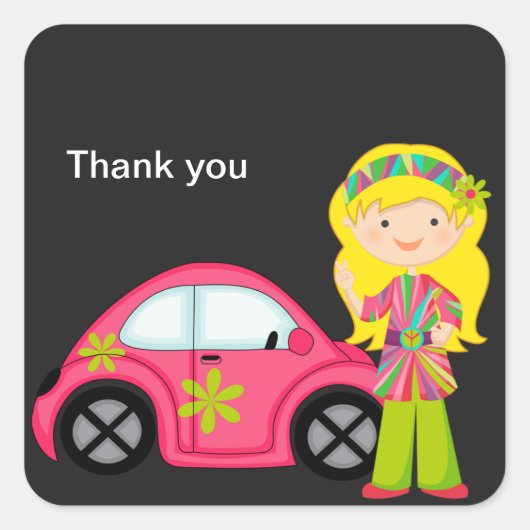 Hippie Girl mit Ho Pink Buggy Sticker (Vorderseite)