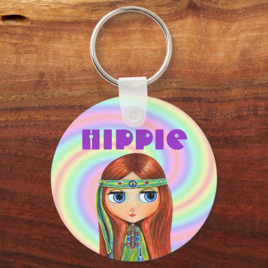 Hippie Girl Schlüsselanhänger (Vorderseite)