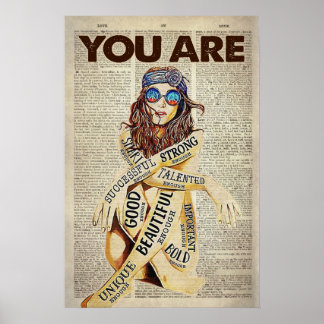 Hippie Girl Sie sind schön einzigartig Poster