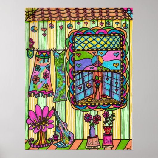 Hippie Girl's Front Porch Poster (Vorne)