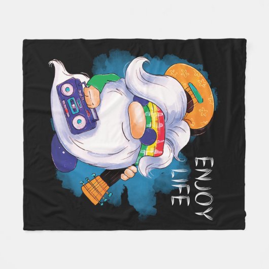 Hippie Gnome: Genießen Sie das Leben Fleecedecke (Vorderseite (Horizontal))