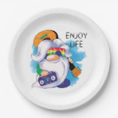 Hippie Gnome: Genießen Sie das Leben Pappteller (Vorderseite)