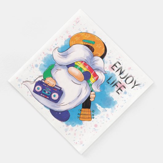 Hippie Gnome: Genießen Sie das Leben Serviette (Ecke)