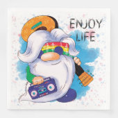 Hippie Gnome: Genießen Sie das Leben Serviette (Vorderseite)