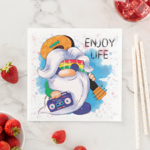 Hippie Gnome: Genießen Sie das Leben Serviette