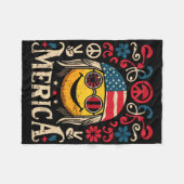 Hippie Groovy Face 4. Juli US Flag Groovy Deco m Fleecedecke (Vorderseite (Horizontal))