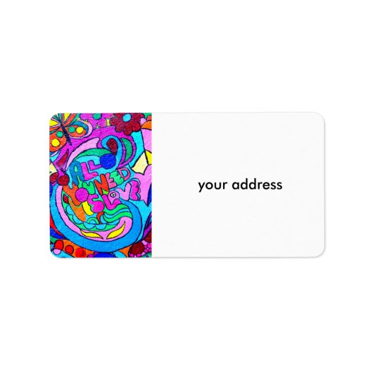 Hippie Groovy Frieden und Liebe Adressaufkleber (Vorne)