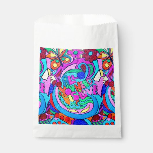 Hippie Groovy Frieden und Liebe Geschenktütchen (Vorderseite)
