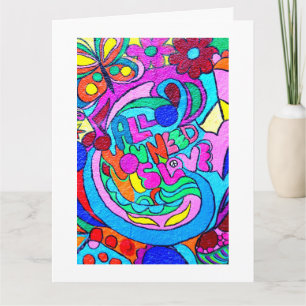 Hippie groovy Frieden und Liebe Karte